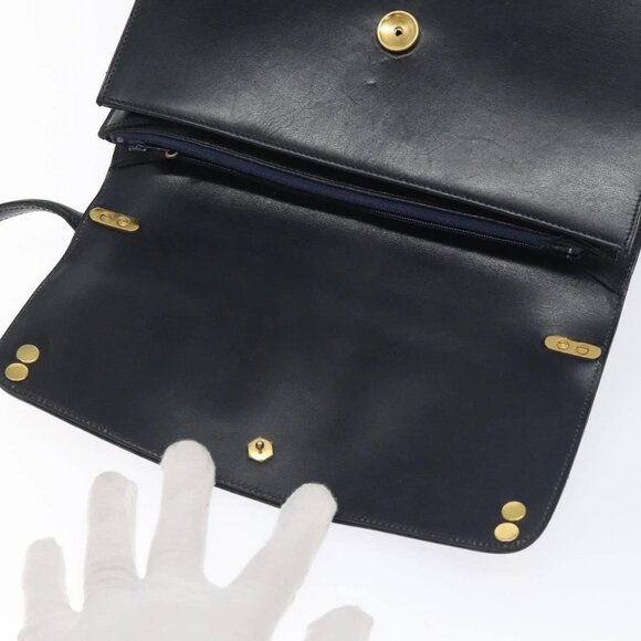 Christian Dior Shoulder Bag Leather Navy Gold Auth - Picture 10 of 16
